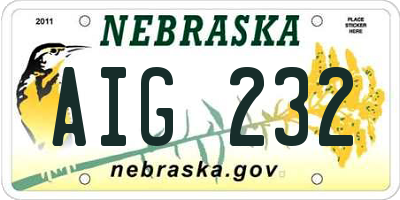 NE license plate AIG232