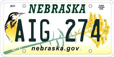NE license plate AIG274
