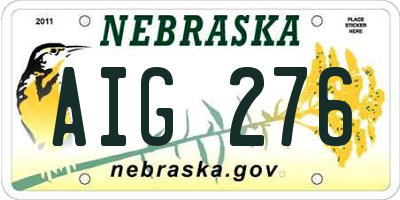 NE license plate AIG276