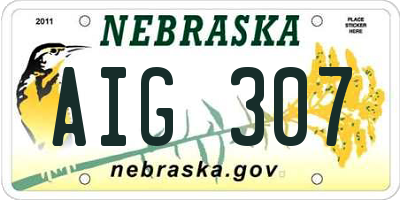 NE license plate AIG307