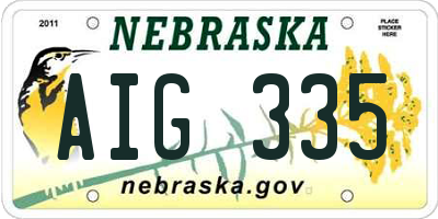 NE license plate AIG335