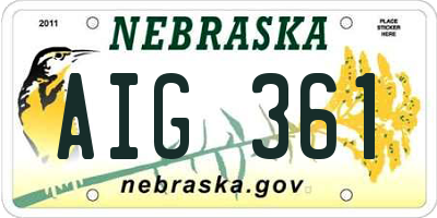 NE license plate AIG361