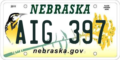 NE license plate AIG397