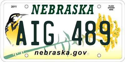 NE license plate AIG489