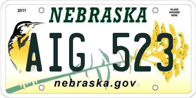 NE license plate AIG523
