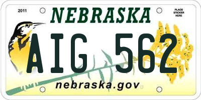 NE license plate AIG562