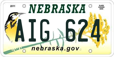 NE license plate AIG624