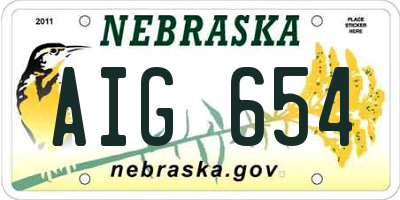 NE license plate AIG654