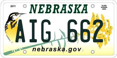 NE license plate AIG662