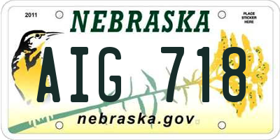 NE license plate AIG718