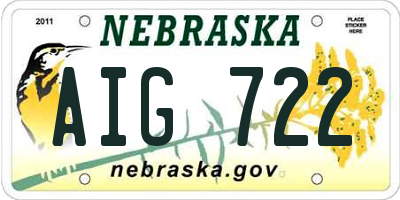 NE license plate AIG722