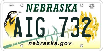 NE license plate AIG732