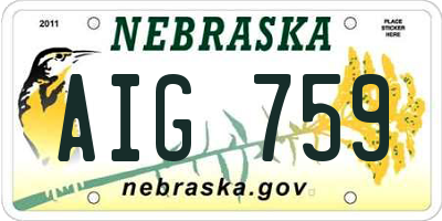 NE license plate AIG759