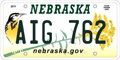 NE license plate AIG762