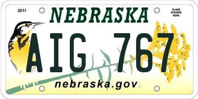 NE license plate AIG767