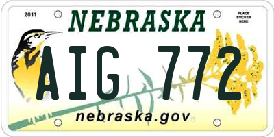 NE license plate AIG772