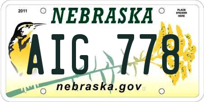 NE license plate AIG778