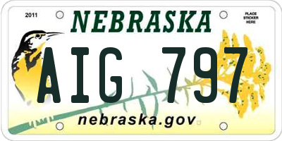 NE license plate AIG797