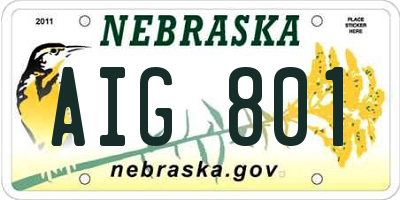 NE license plate AIG801