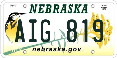 NE license plate AIG819