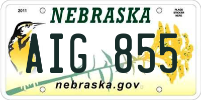 NE license plate AIG855