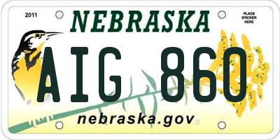 NE license plate AIG860
