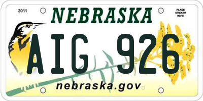 NE license plate AIG926