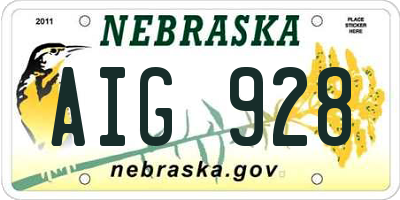 NE license plate AIG928