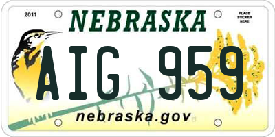 NE license plate AIG959