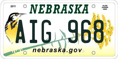 NE license plate AIG968