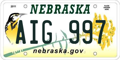 NE license plate AIG997