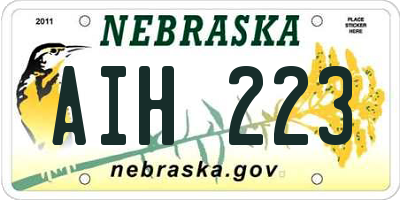 NE license plate AIH223