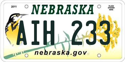 NE license plate AIH233