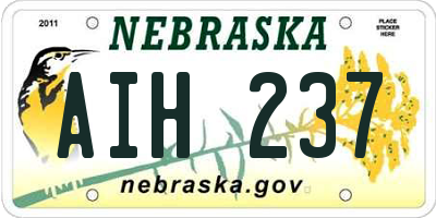 NE license plate AIH237