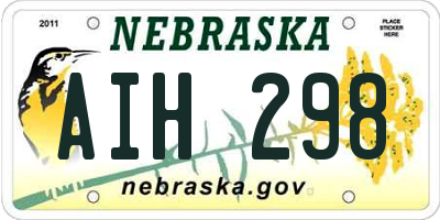 NE license plate AIH298