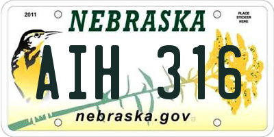 NE license plate AIH316