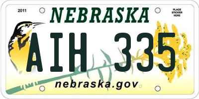 NE license plate AIH335