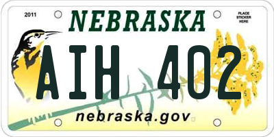 NE license plate AIH402