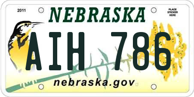 NE license plate AIH786
