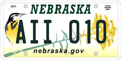 NE license plate AII010