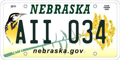 NE license plate AII034