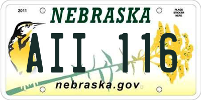 NE license plate AII116