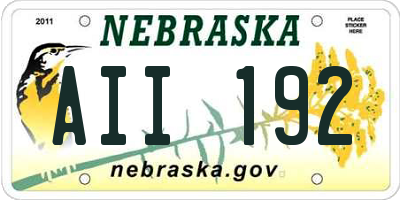 NE license plate AII192