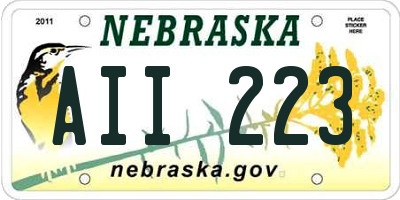 NE license plate AII223