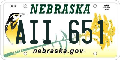 NE license plate AII651