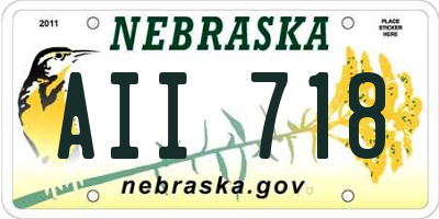 NE license plate AII718