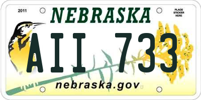 NE license plate AII733