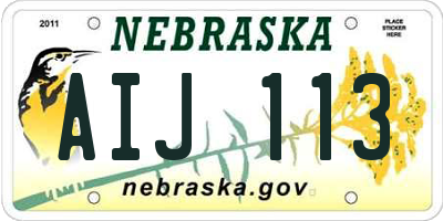 NE license plate AIJ113