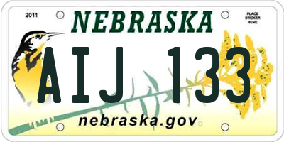 NE license plate AIJ133