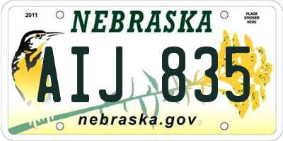 NE license plate AIJ835